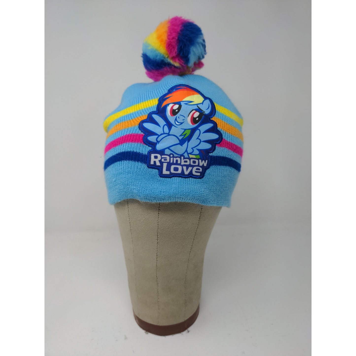 MLP My Little Pony Rainbow Dash Low Beanie Hat Blue Rainbow Embroidered Logo OS