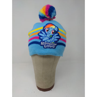 MLP My Little Pony Rainbow Dash Low Beanie Hat Blue Rainbow Embroidered Logo OS