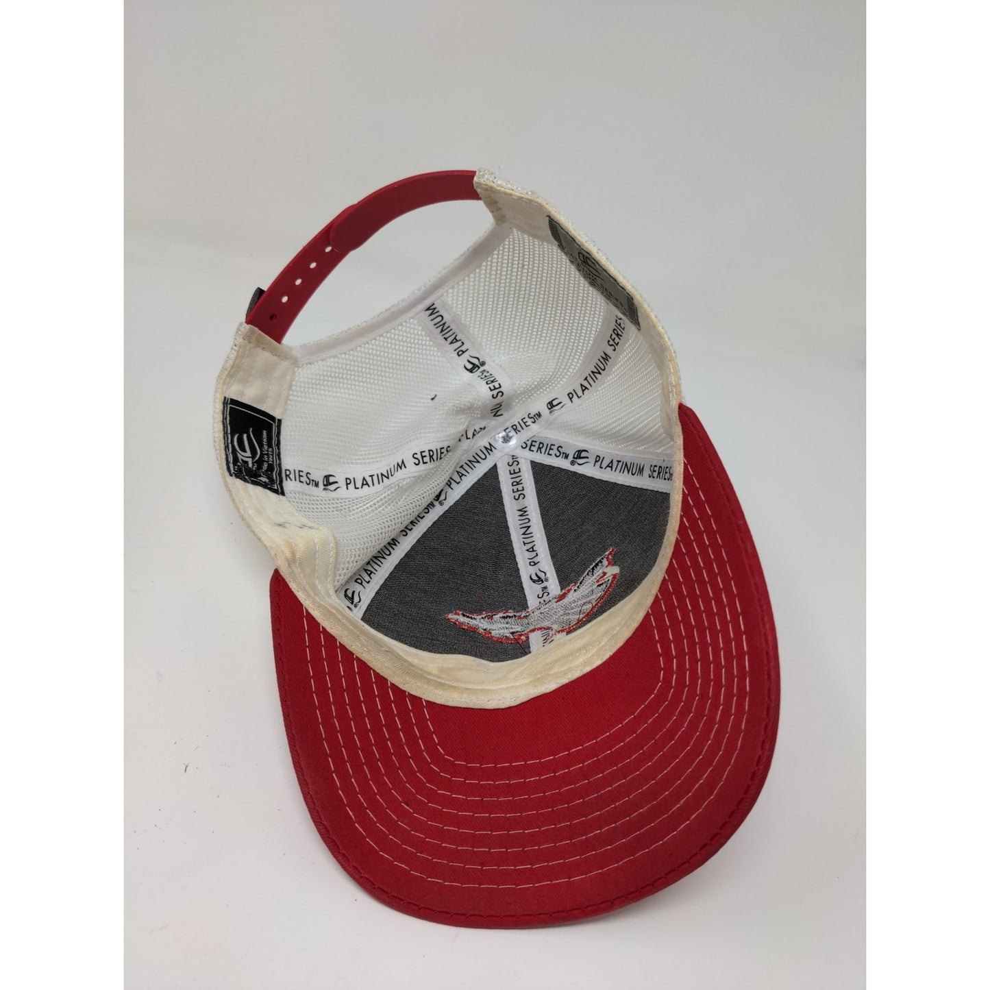 Youth Boys OC Platinum Snapback Mesh Back Hat Dragon Logo Red White Embroidered