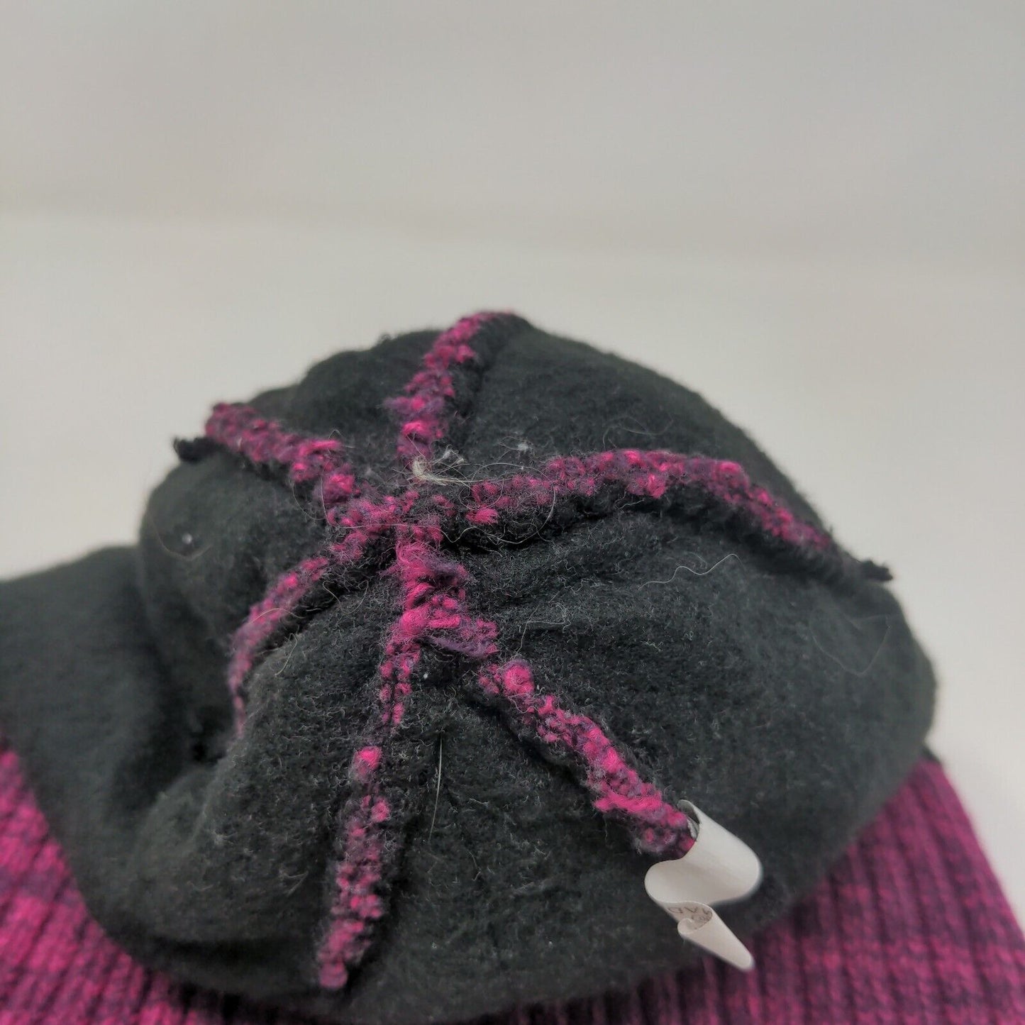 Unbranded Women's Knit Beanie Hat Pink Marled Acrylic Embroidered Logo