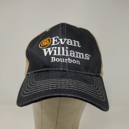 Evan Williams Bourbon Men's Mesh Back Snapback Hat Black Tan Adjustable Logo