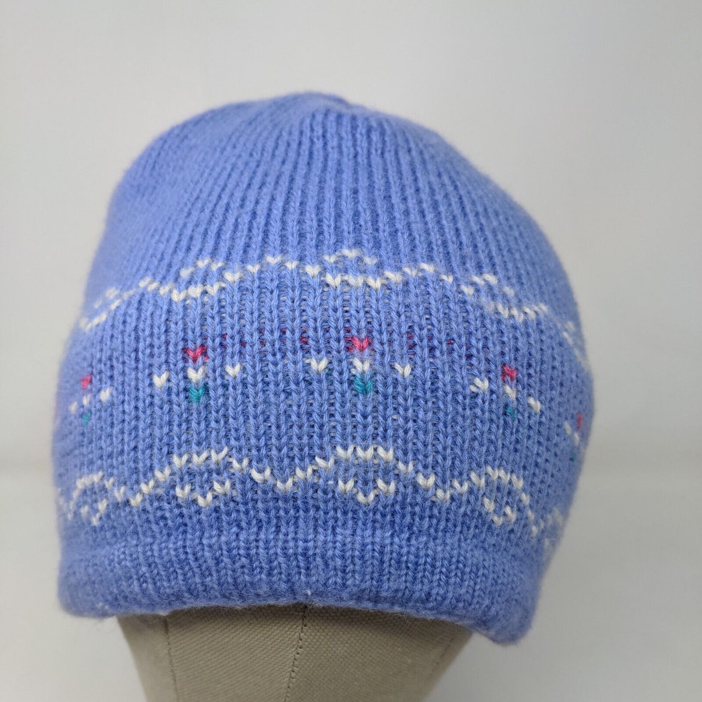 Wigwam Woolen Mills Women's Knit Beanie Ski Hat Fair Isle Blue Vintage Made USA