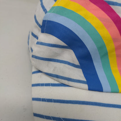 Unbranded Boy's Stretchy Hat Blue White Striped 100% Cotton Rainbow