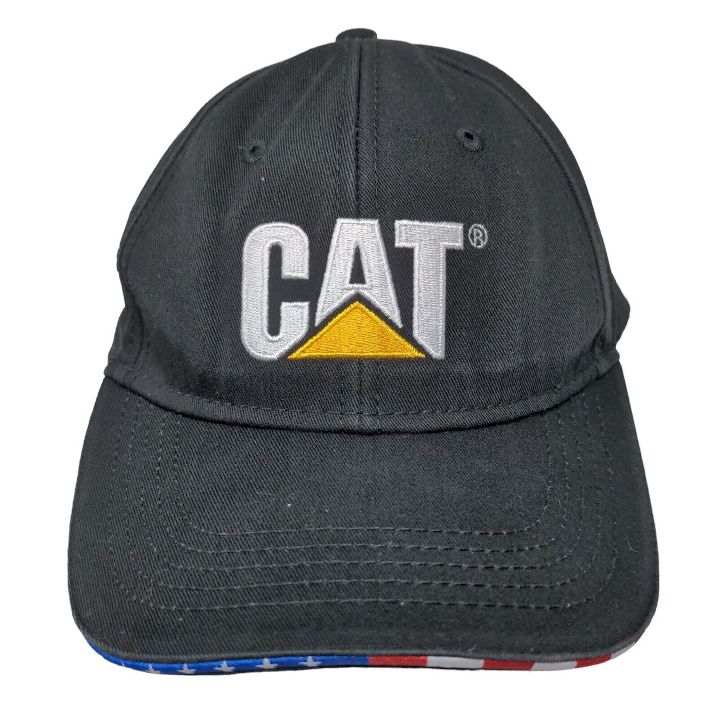 CAT Caterpillar Men's Strapback Hat Black Adjustable Embroidered Logo Cotton