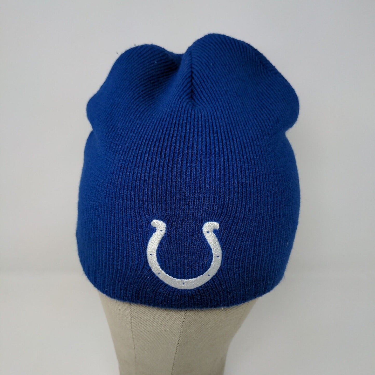 Vintage NFL Blue White Colts Beanie Hat Shane Co. Official Jeweler Embroidered