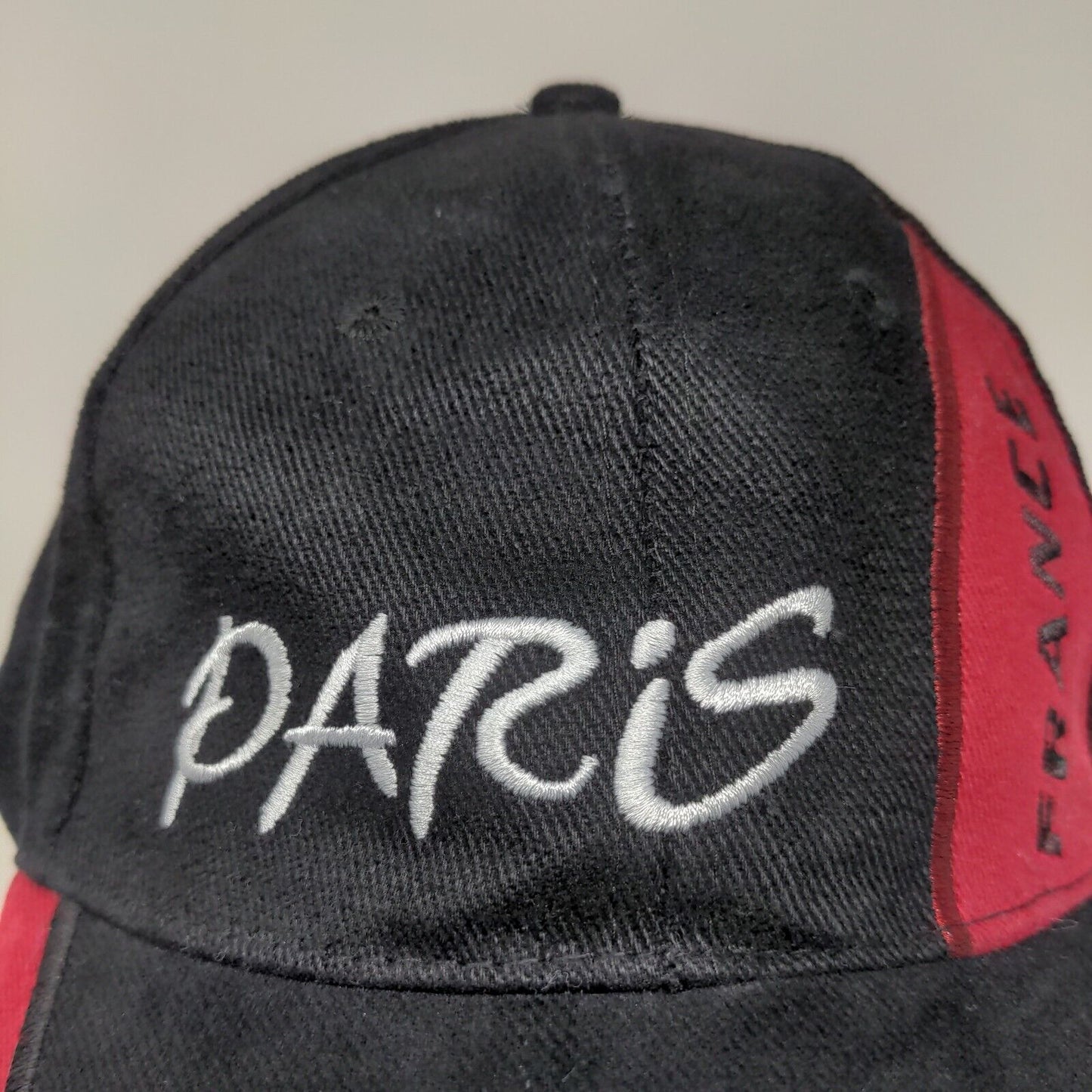 Paris France Slideback Hat Black Red Adjustable Embroidered Logo Spell Out