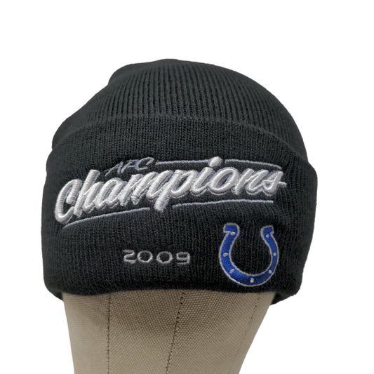 Reebok NFL Men's Colts AFC Champions 2009 Knit Beanie Hat Black OSFA W/Tags