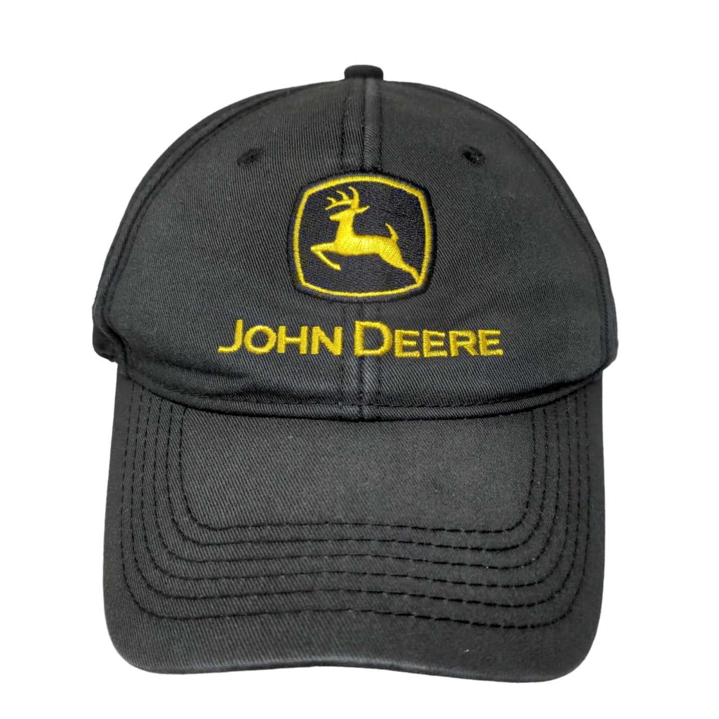 John Deere Men's Snapback Hat Black OSFA Embroidered Logo 100% Cotton