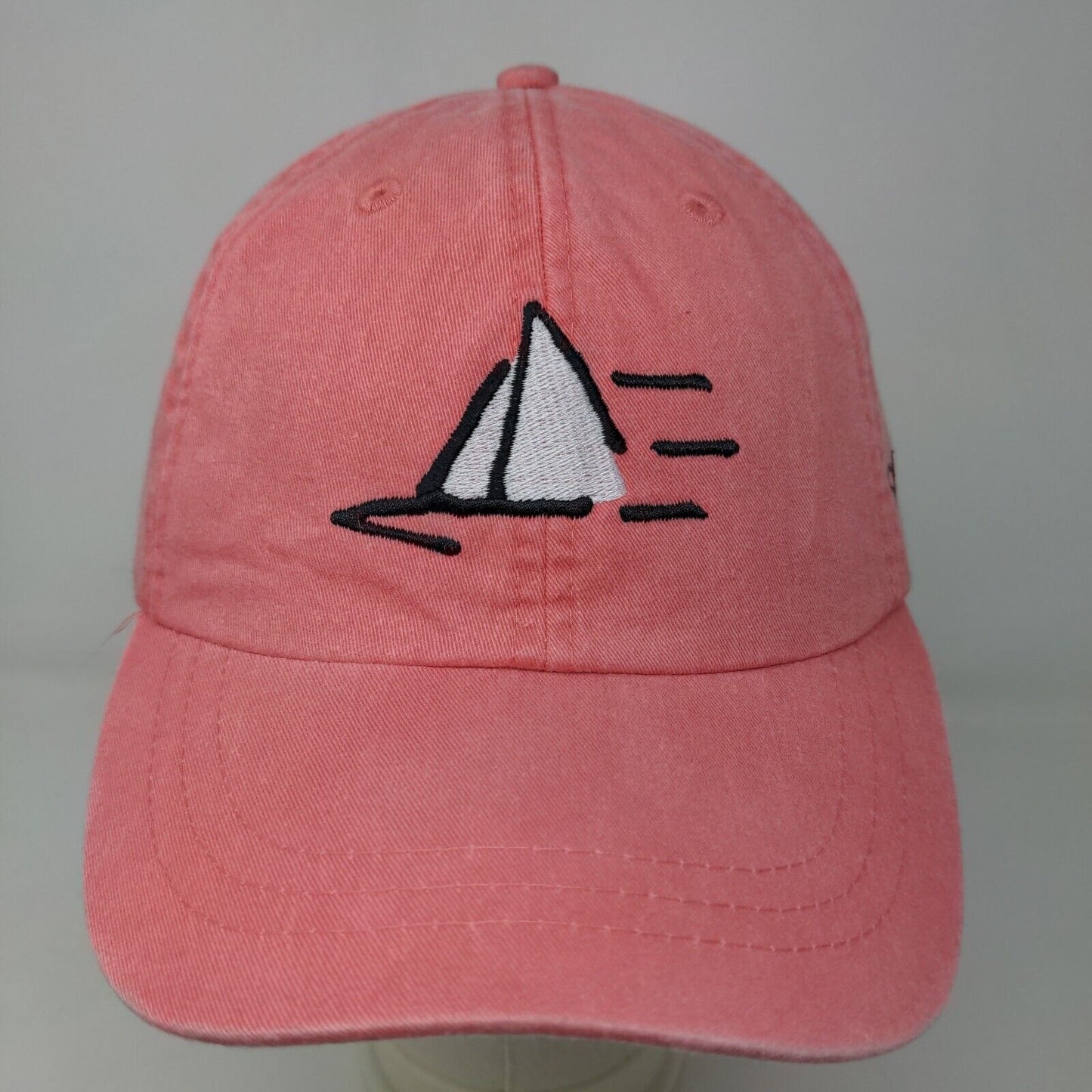 Adams Men's Slideback Hat Pink Coral Adjustable Embroidered Sailboat Logo Cotton