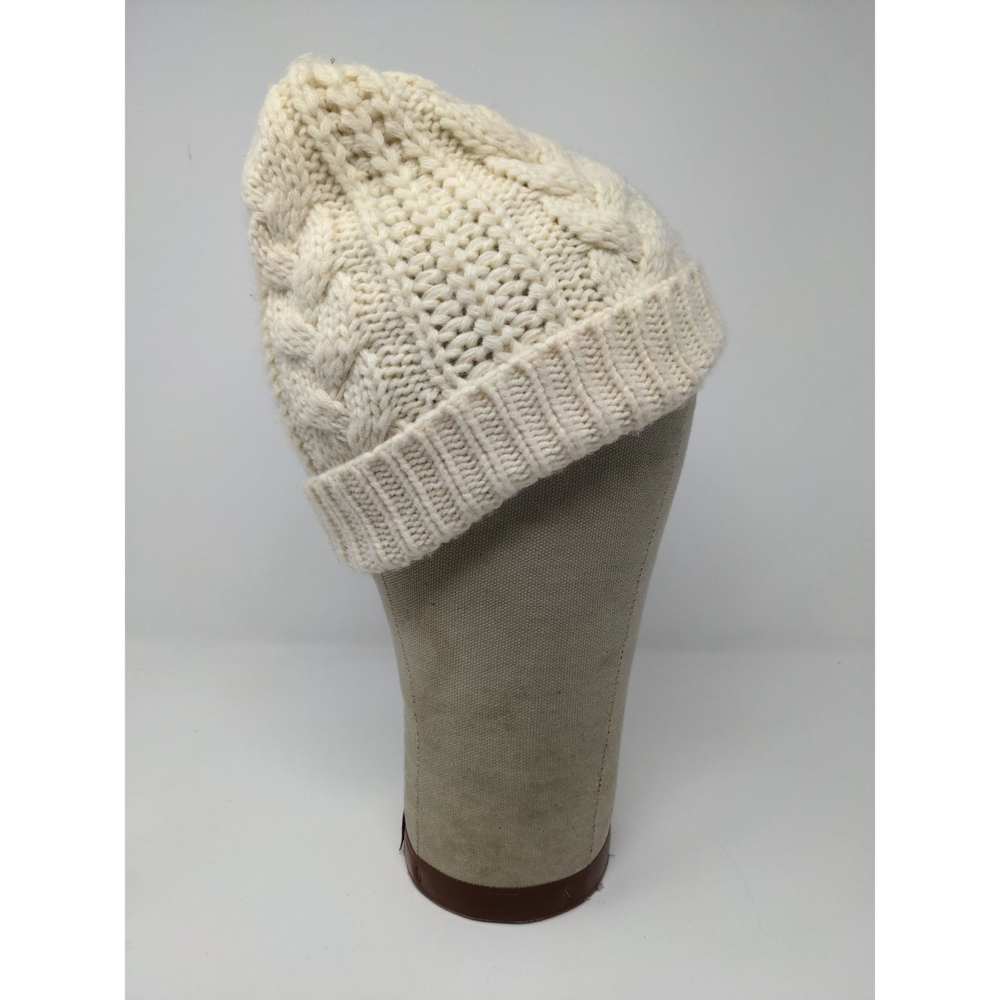 K Accessories Cable Knit Beanie Hat 100% Recycle Material Cream