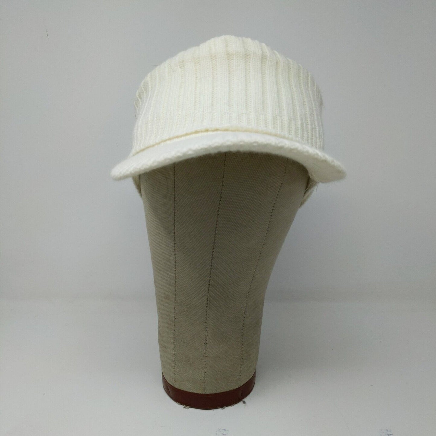 Atlantis USA Cap Visor White Soft Warm Ribbed Knit OSFA Acrylic