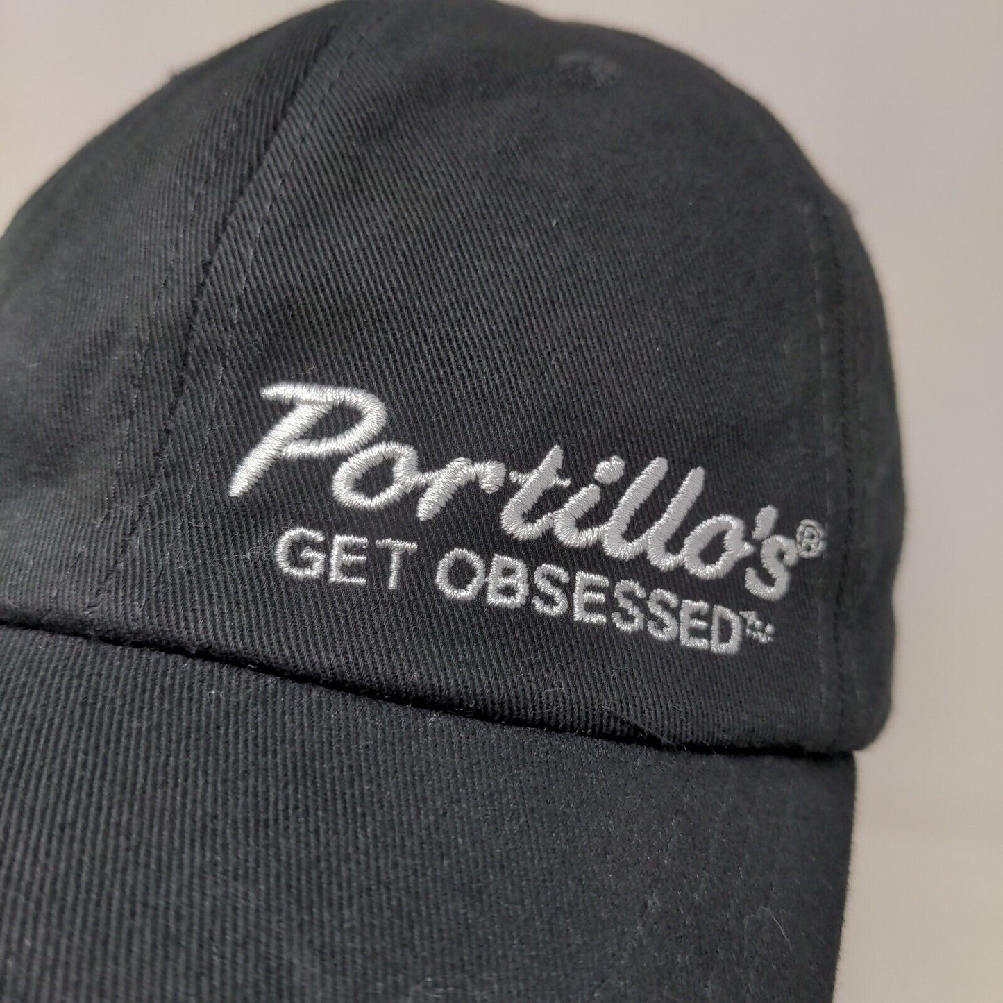 Portillo's Men's Slideback Hat Black Adjustable Embroidered Logo