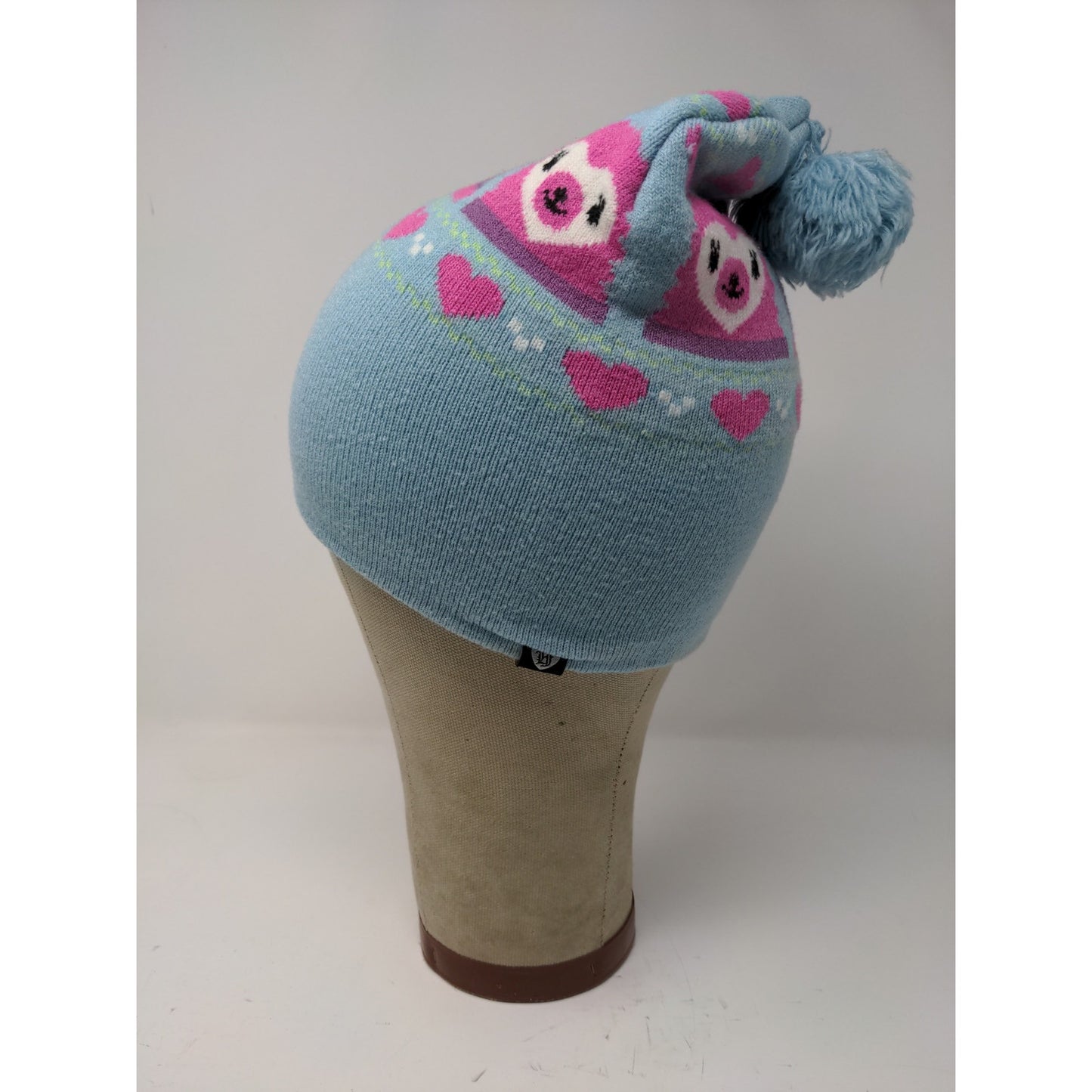 Loungefly Beanie Hat Blue Pink Purple Llamas Soft Patch Logo Pom Pom