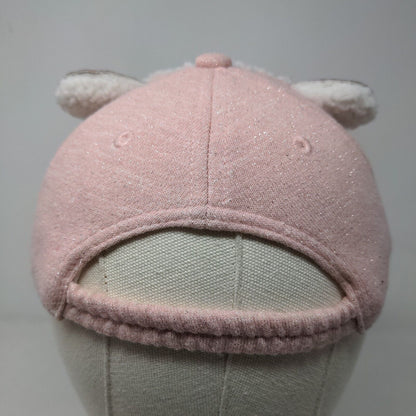 Unbranded Girls Toddler Stretchy Hat Pink White Sherpa Fleece Ears Cute