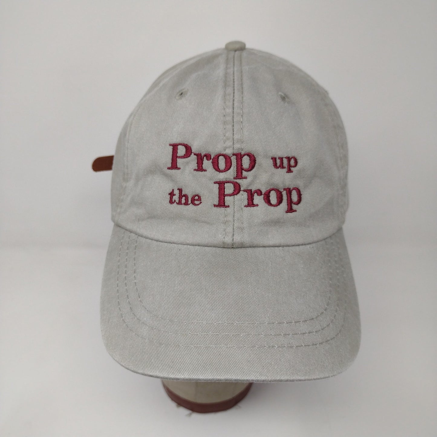 Prop Up the Prop Slideback Hat Gray Embroidered Spell Out Adjustable