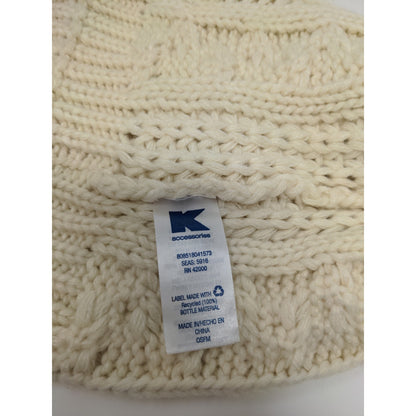 K Accessories Cable Knit Beanie Hat 100% Recycle Material Cream