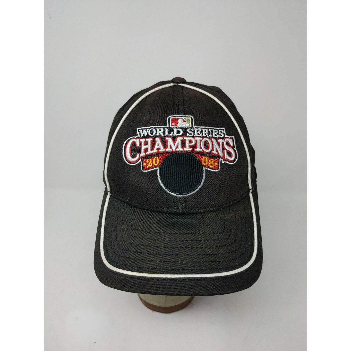 RARE Mistake New Era MLB World Series Champions 2008 Hat Blank Front Logo OSFM