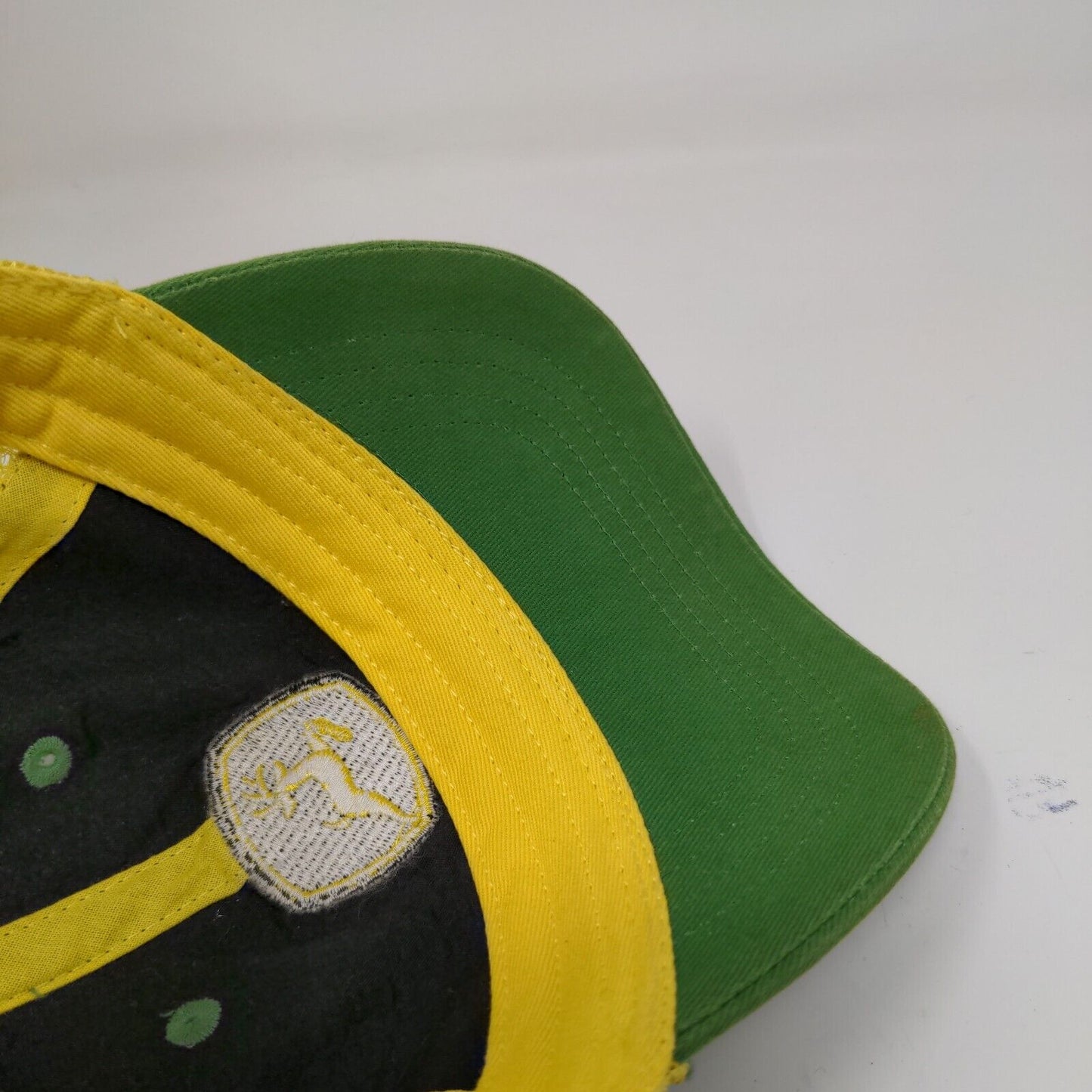 John Deere Toddler Snapback Mesh Back Hat One Size Green Yellow Embroidered Logo