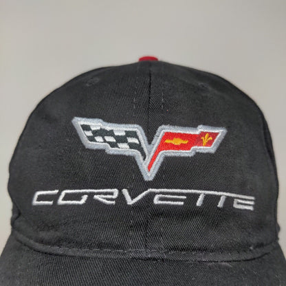 Corvette Men's Slideback Hat Black Embroidered Logo 100% Cotton