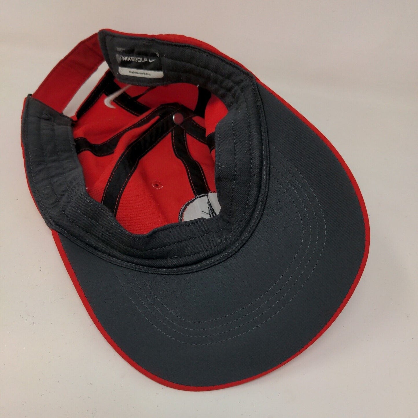 Nike Golf Men's Mercedes Strapback Hat Red OSFM Embroidered Swoosh & Medal Logos