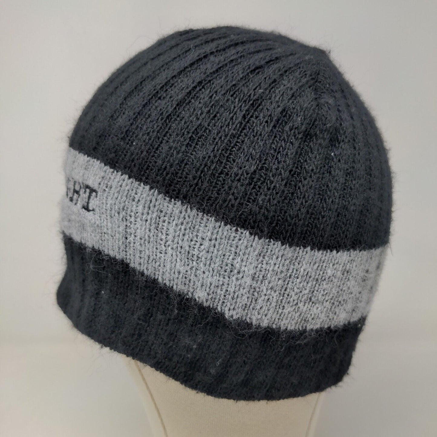 Coors Light Men's Knit Beanie Ski Cap Hat Black Gray Striped Embroidered Logo