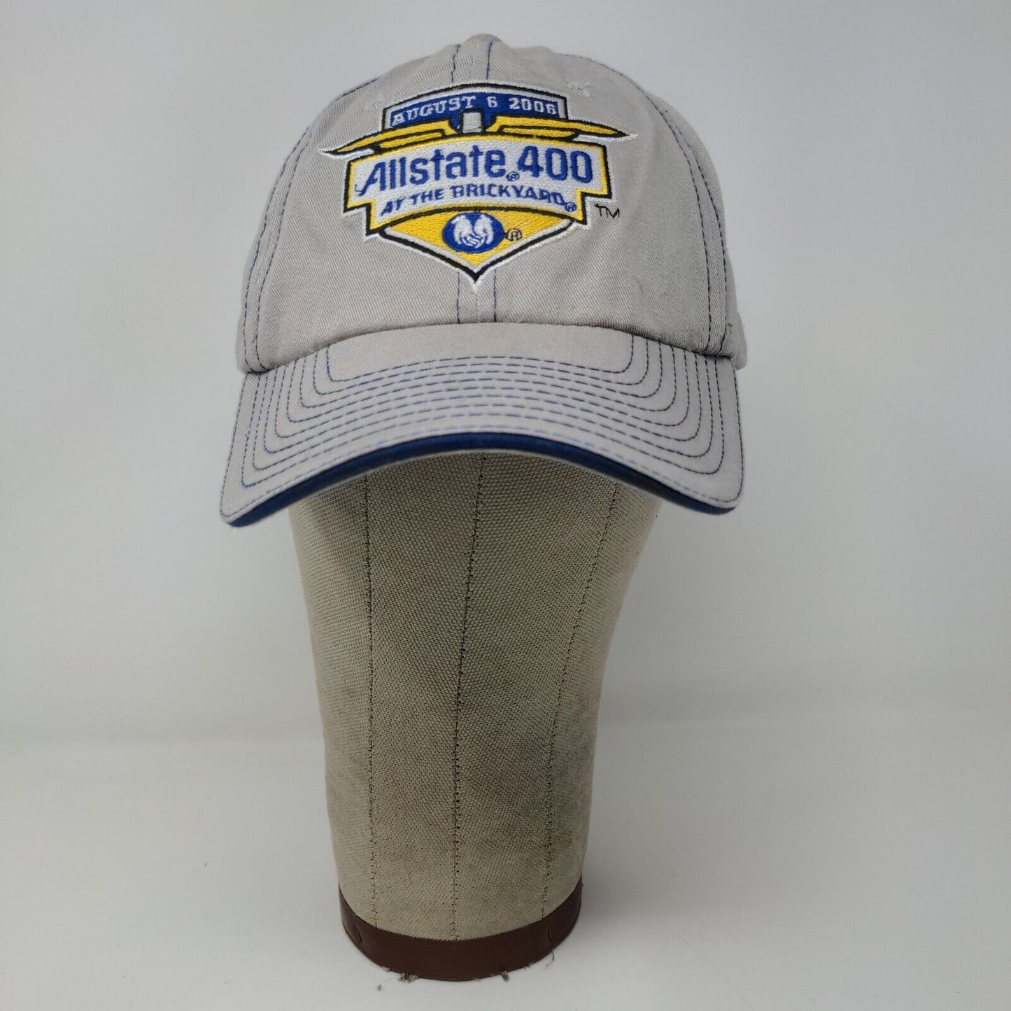 Allstate 400 At the Brickyard Strapback Hat Gray Adjustable 2006 Embroidered