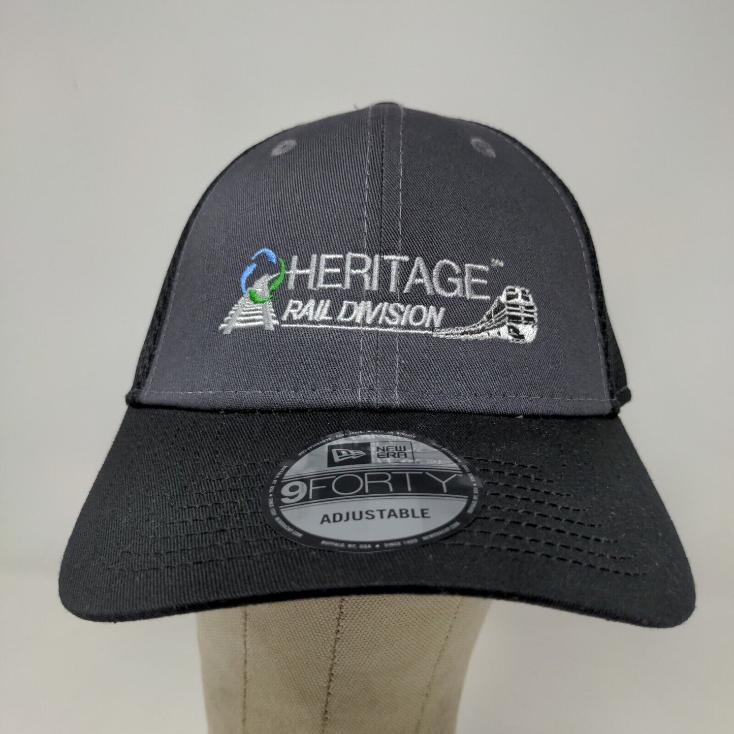New Era Men's 9Forty Heritage Rail Division Snapback Mesh Back Hat Black OSFM
