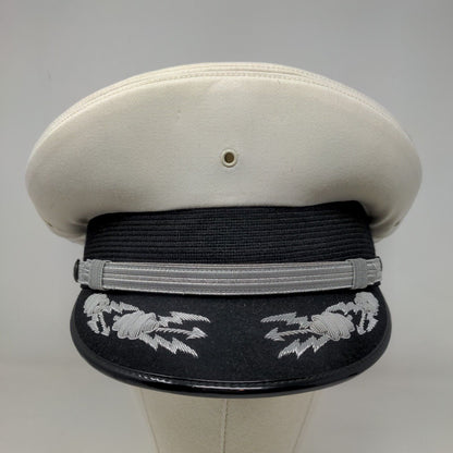 Flight Ace Men's Pilot Captain Hat White Size 7 1/4 Vintage Embroidered