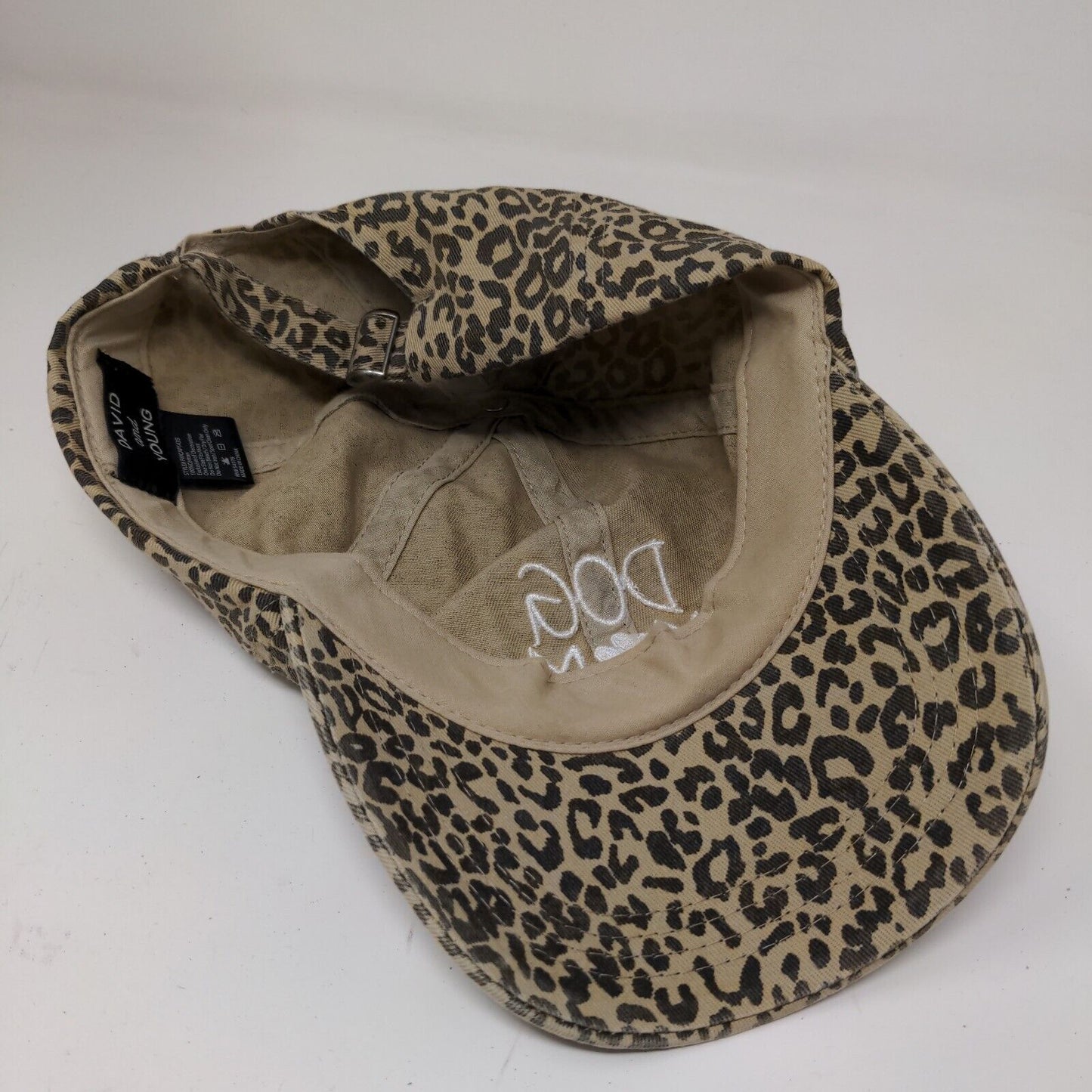 David and Young Womens Dog Mom Slideback Hat Leopard Print OSFM Embroidered