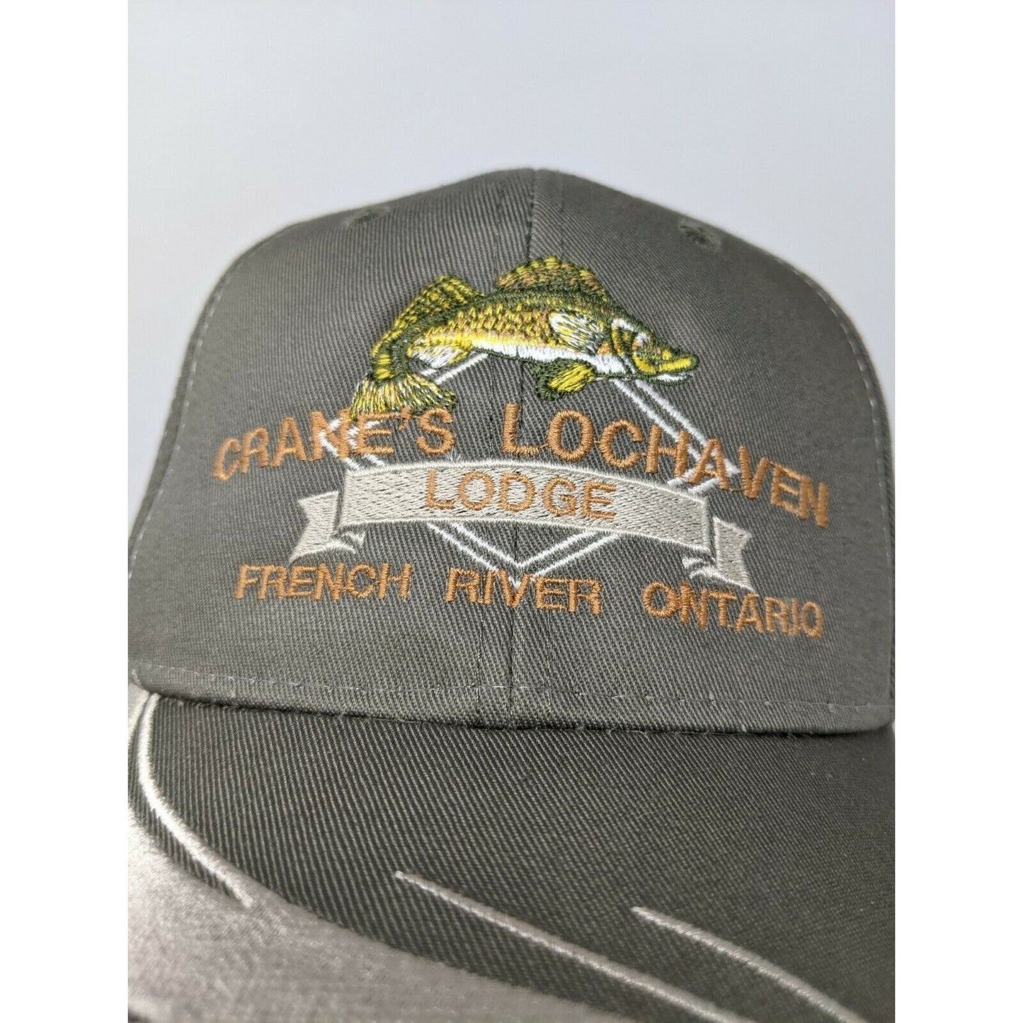 Cranes Lochaven Lodge Strapback Hat Adjustable Camo & Gray French River Ontario