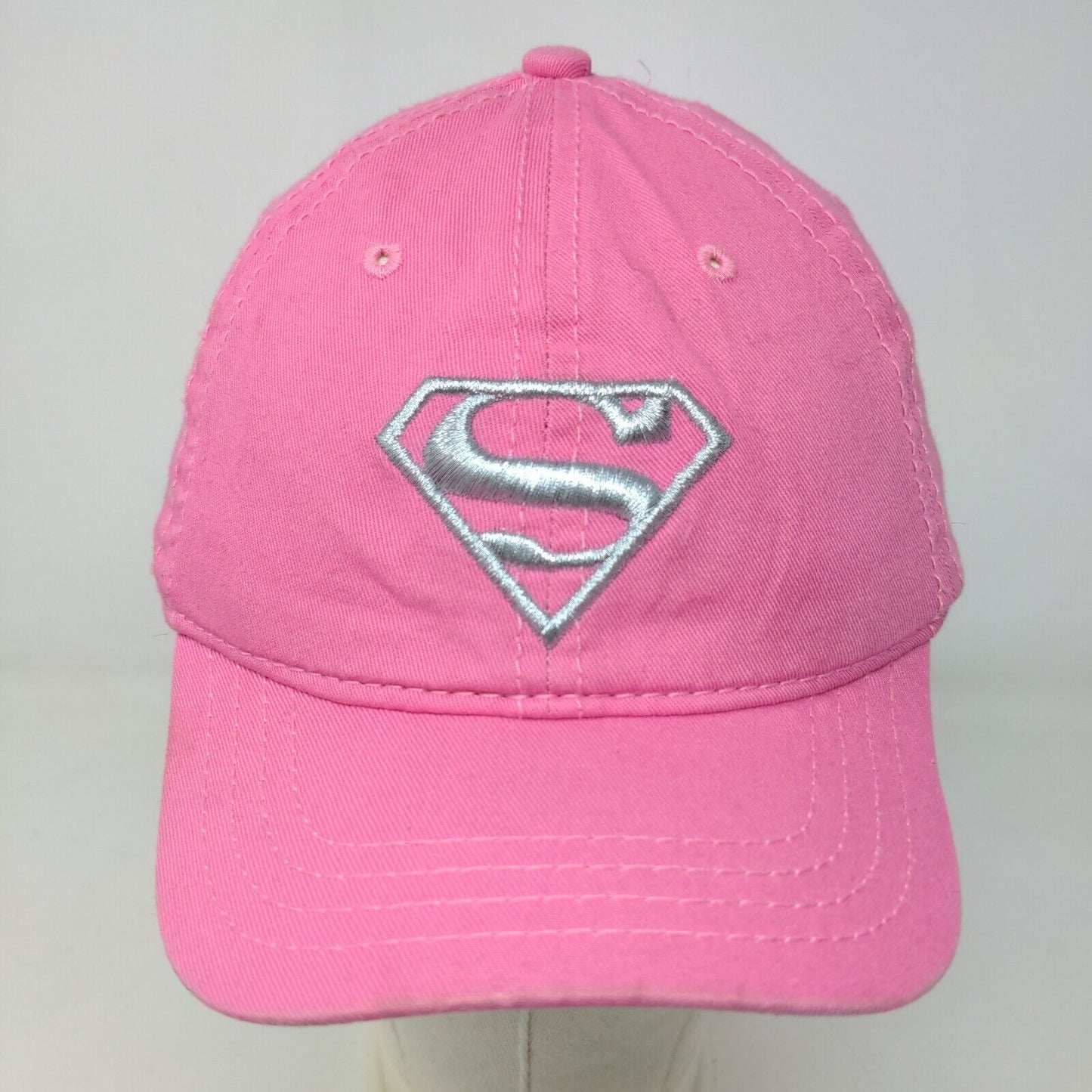 DC Comics SuperGirl Girl's Stretchy Hat Pink Size M Embroidered Logo Cotton