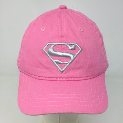 DC Comics SuperGirl Girl's Stretchy Hat Pink Size M Embroidered Logo Cotton