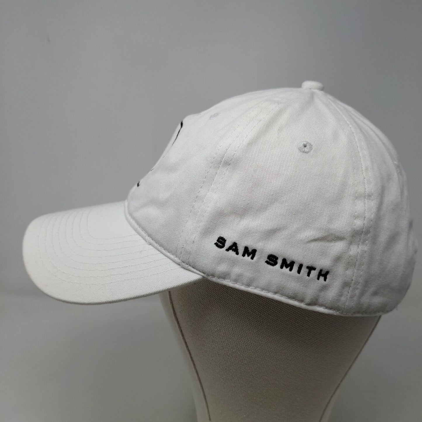 Sam Smith Men's Slideback Hat White Adjustable Embroidered Logo 100% Cotton