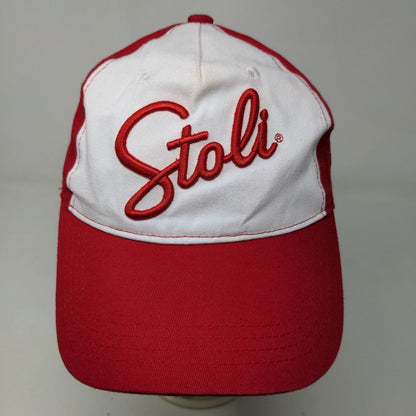 Stoli Vodka Men's Slideback Hat Red White Adjustable Embroidered Big Logo Beer