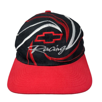 Chevrolet Racing Men's Snapback Hat Black Red White OSFA Embroidered Swirl Logo