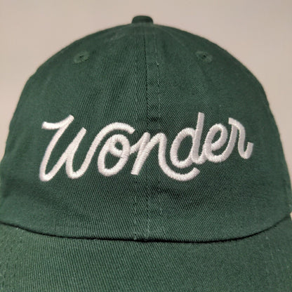 Unbranded Men's Slideback Hat Green Adjustable Embroidered Wonder Logo Cotton