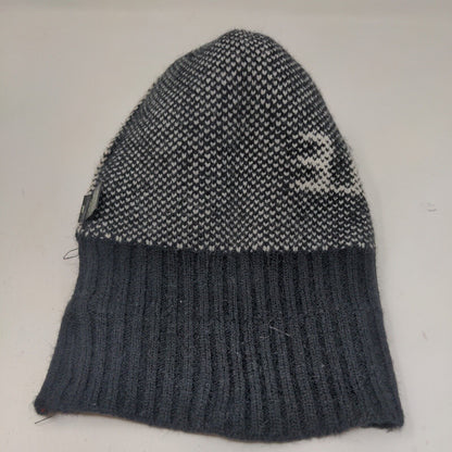 Unbranded Men's Knit Beanie Hat Black Acrylic Pomp Pom Smile Spell Out