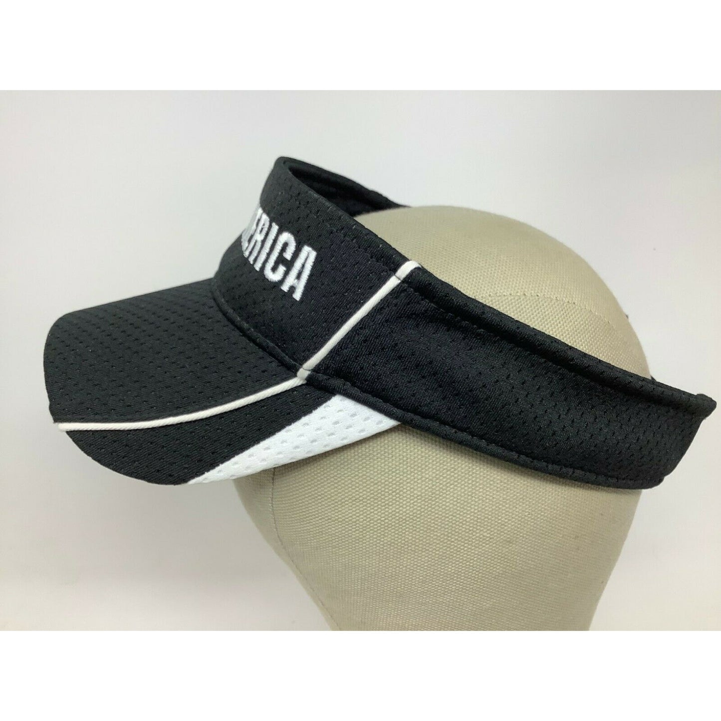Road America Augusta Sportswear Visor Black & White Size Adult Hook & Loop