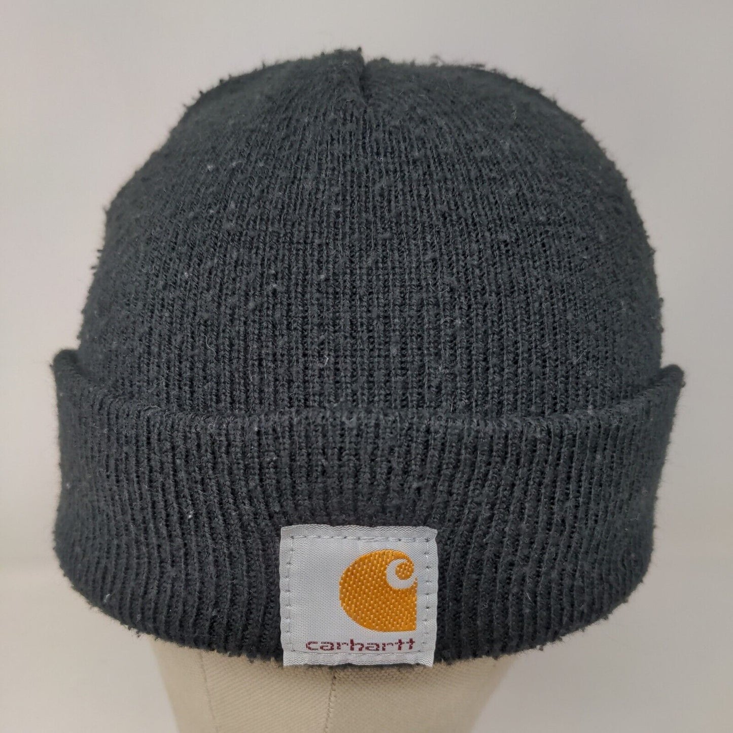 Carhartt Boys Knit Beanie Hat Black OSFM Youth Patch Logo Acrylic