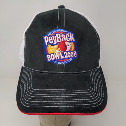 Peyton Manning PeyBack Bowl 2008 Hat Black White Embroidered Logo Mesh Back