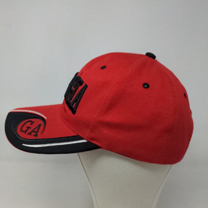 Unbranded Men's Strapback Hat Red Black OSFA Embroidered Logo 100% Acrylic