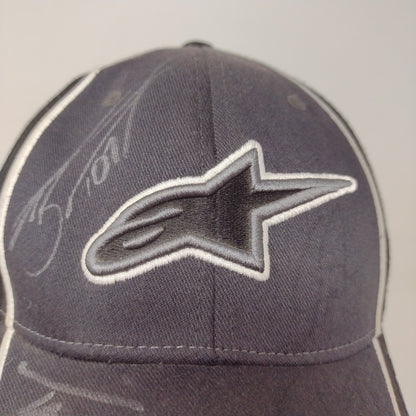 Alpinestars Flexfit Hat Size S-M Black Embroidered Logo 4 Autographs SEE DESC