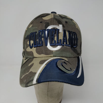 Cleveland Camo Strapback Hat Embroidered Wave Green Brown Blue Spell Out