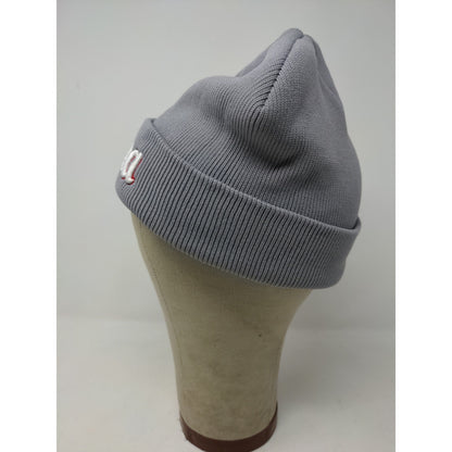 Indiana Beanie Hat Gray Embroidered Spell Out Logo Knit Soft