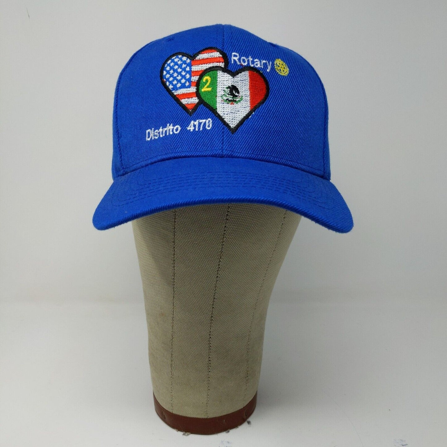 International Rotary Club OS Caps USA Mexico Flag Blue Hat Cap Adjustable