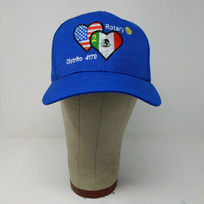 International Rotary Club OS Caps USA Mexico Flag Blue Hat Cap Adjustable