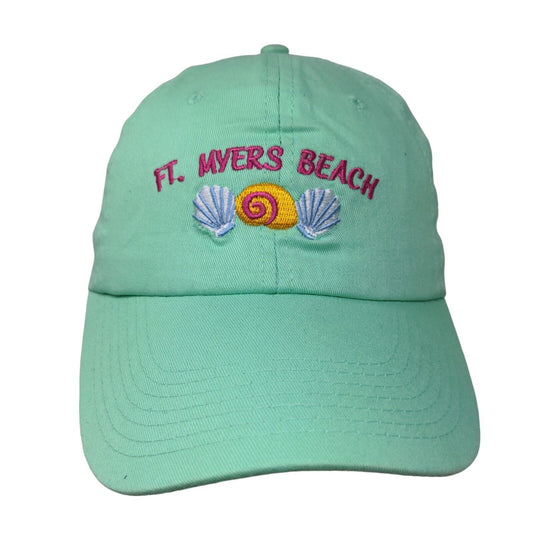 BJR Classic Men's Strapback Hat Blue Green Adjustable Ft. Meyers Beach Logo