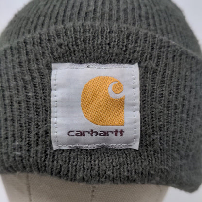 Carhartt Men's Knit Beanie Cap Hat Green Patch Logo Made in Canada A18