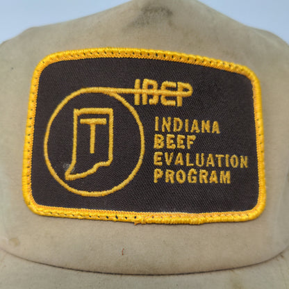 Vintage IBEP Indiana Beef Evaluation Program Snapback Trucker Hat Tan Brown