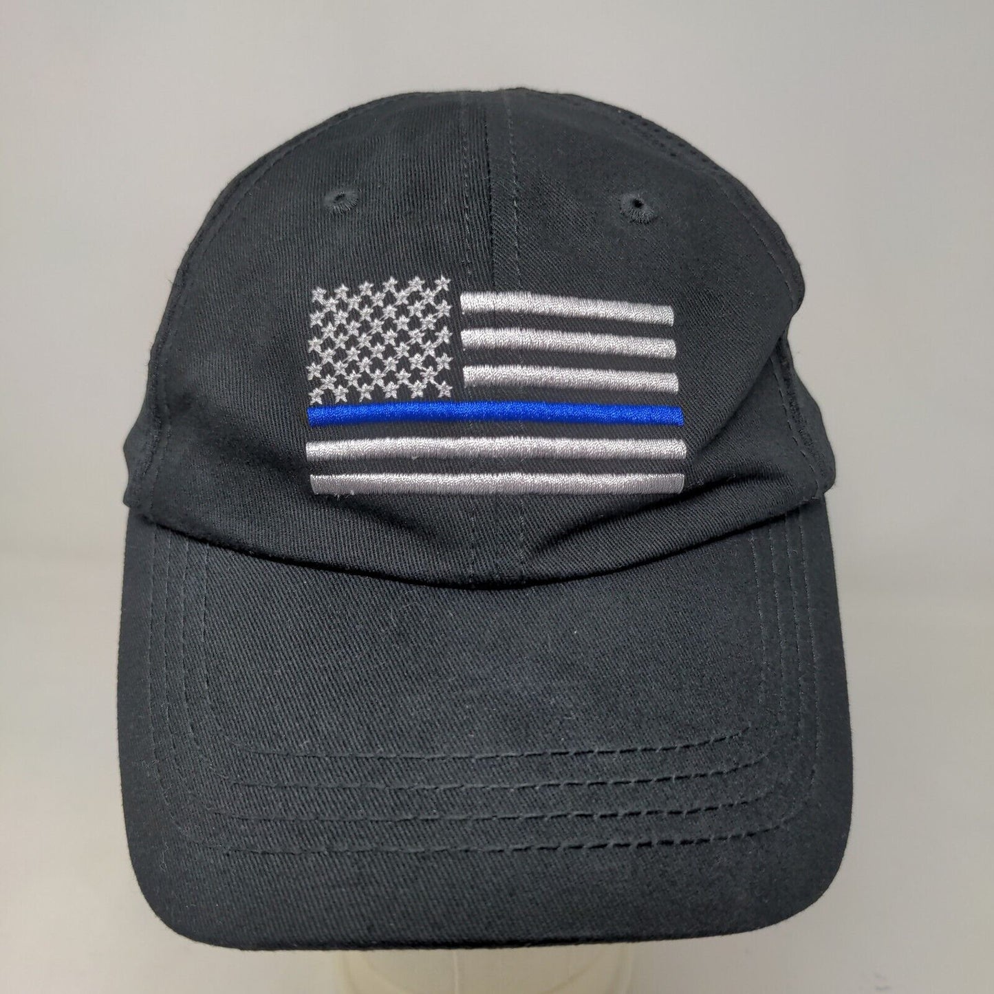 Rothco Men's Strapback Mesh Back Hat Black Size OSFA Police Support Flag Logo